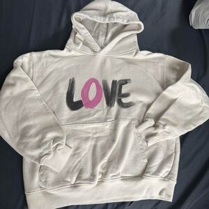 Zara Cream Hoodie with Black Logo Tag